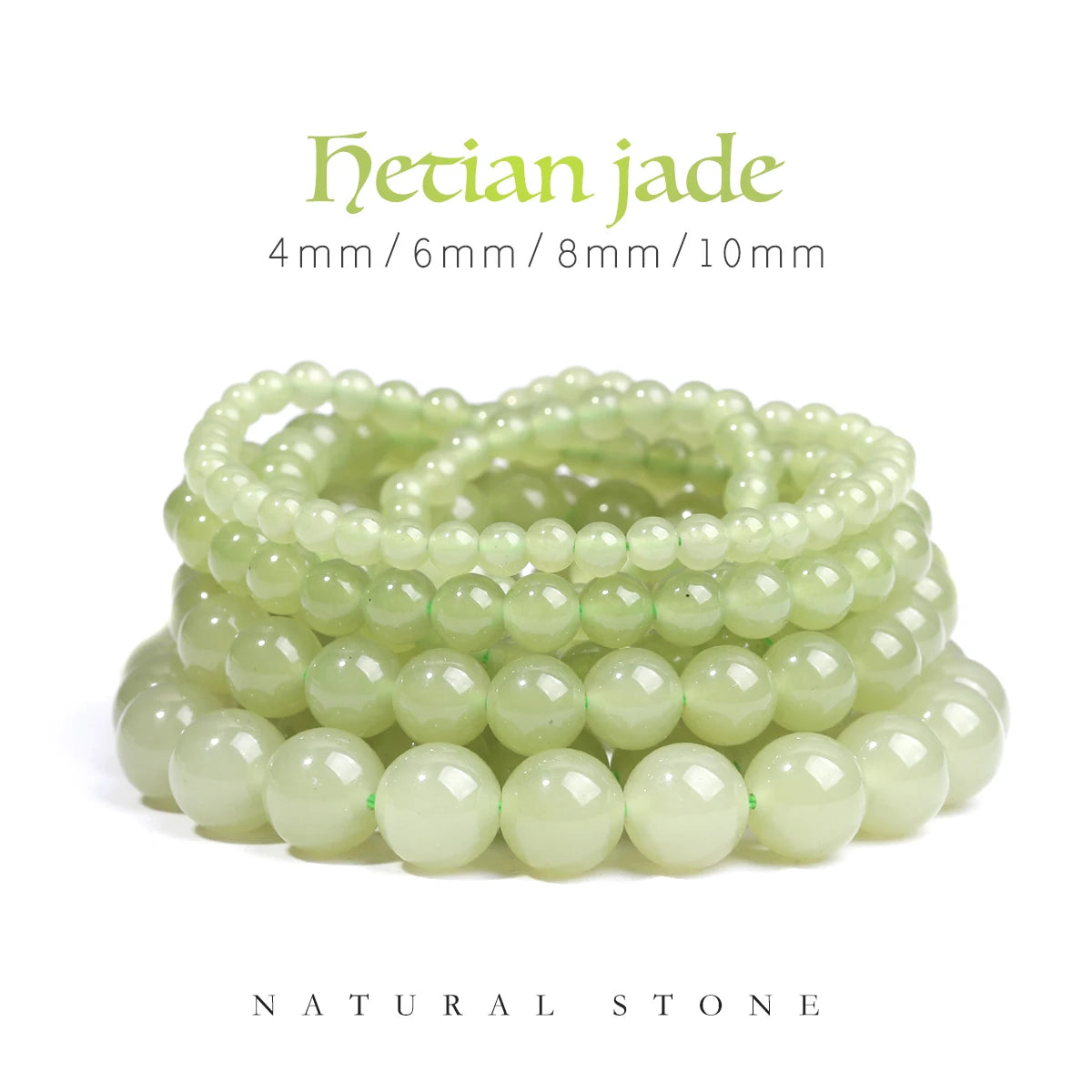 SHIJIWLS Hetian-Jade-Perlen, lose Distanzperlen werden für die Schmuckherstellung, DIY-Armband-Fußkettchen-Zubehör 4/6/8/10 mm verwendet