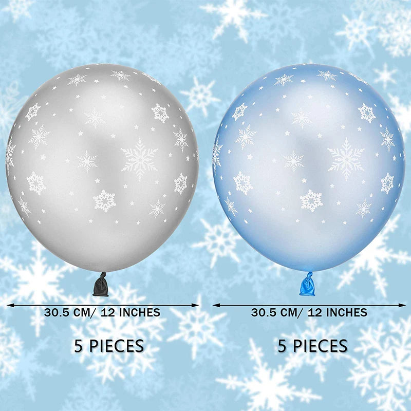 Weihnachtsdekorationen, Schneeflocken-Latexballon, weiß und blau, Winterwunderland, Eis, Schnee, Partyzubehör, Weihnachts- und Geburtstagsdekoration
