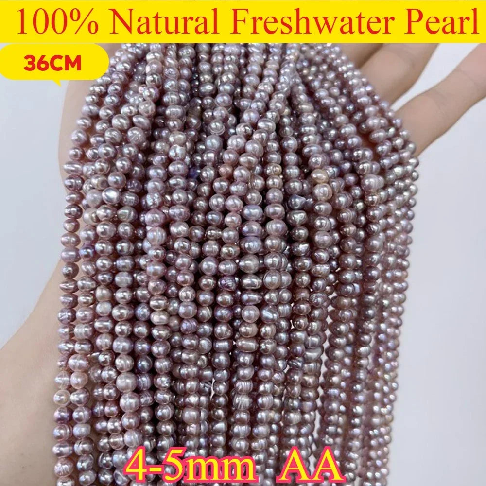 4-5mm AA Hochwertige Natürliche Süßwasserperle Punch Lose Weiß Lila Perle für DIY Elegante Halskette Armband Schmuckherstellung