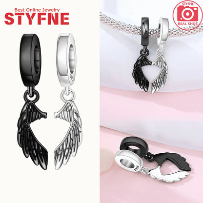 Schwarze Charms aus 925er Silber, Schmetterling, Panda, Waschbär, Kalb, Lammperlen, Anhänger, passend für DIY-Original-Armband, Halskette, Modeschmuck, Geschenk