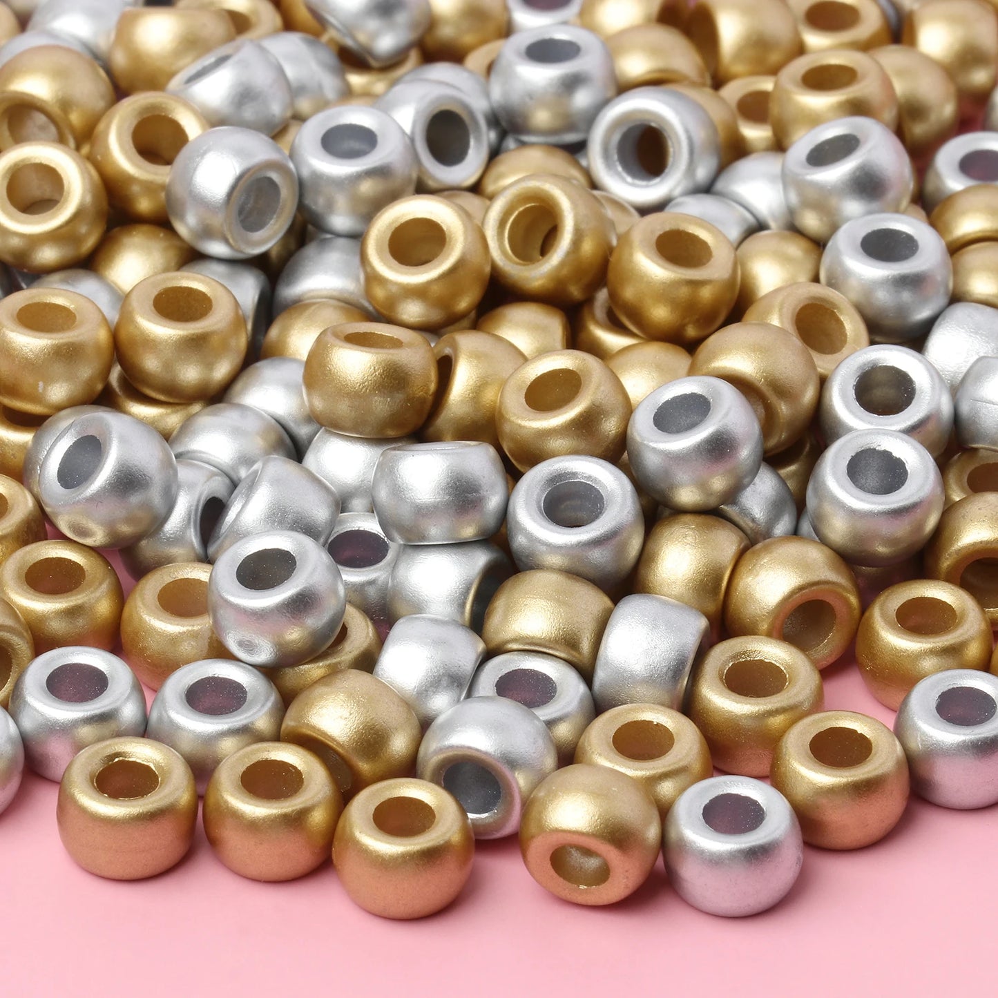 100 stücke gold farbe silber farbe 6x9mm pony perlen acryl lose perlen diy handwerk schmuck armbänder machen haar zubehör