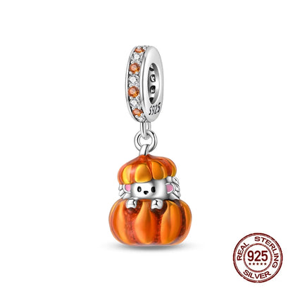Herbst Neue 925 Sterling Silber Braun Maple Leaf Kürbis Biene Charms Bead Fit 3mm 925 Original Armbänder DIY schmuck Warmes Geschenk