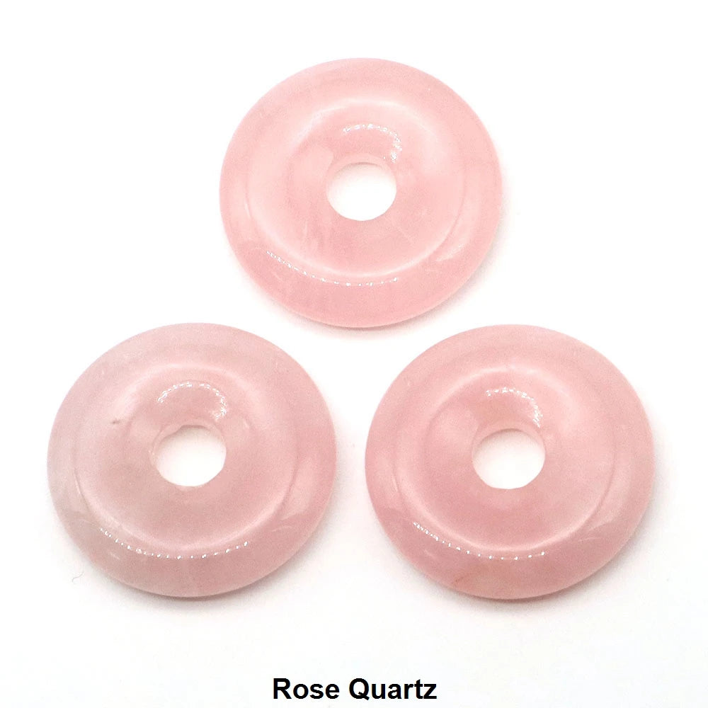 30 mm Donut-Naturstein, Heilkristall, Amethyst, Amazonit, Achat, Quarz, Edelstein für Kunsthandwerk, Zubehör, Glücksgeschenke