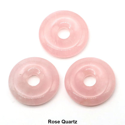 30 mm Donut-Naturstein, Heilkristall, Amethyst, Amazonit, Achat, Quarz, Edelstein für Kunsthandwerk, Zubehör, Glücksgeschenke