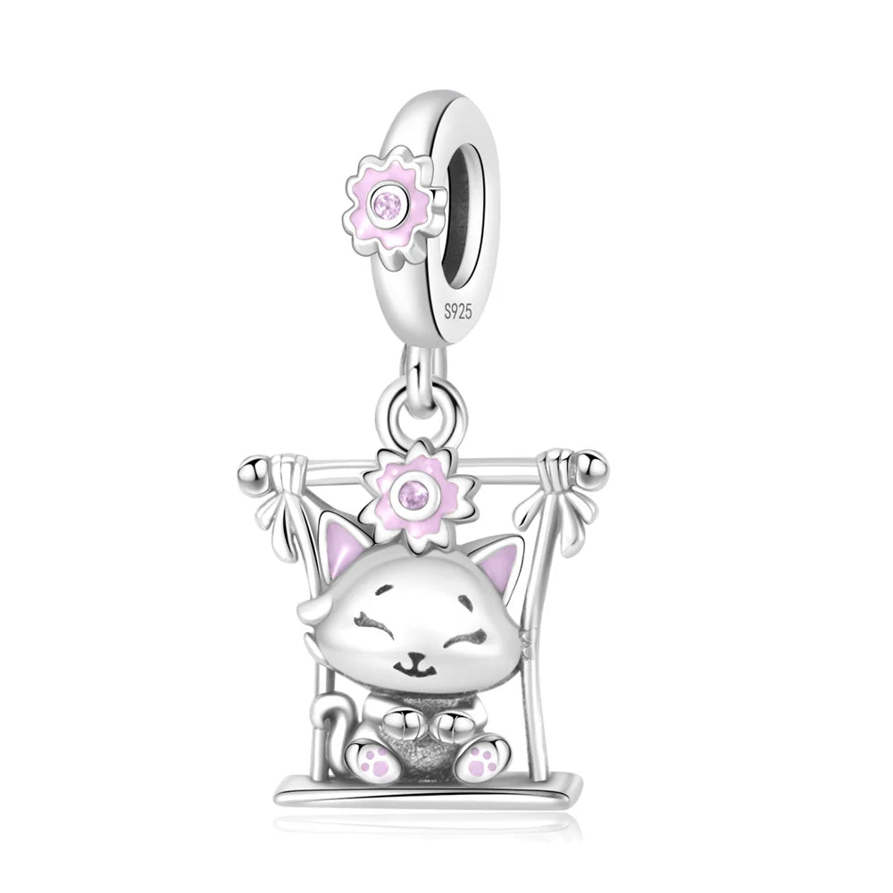 Tier-Serie, 925er-Sterlingsilber, Qualle, Pfau, Schildkröte, Kaninchen, Frosch, Charm, passend für DIY-Armbänder, Halsketten, Geschenke für Kinder