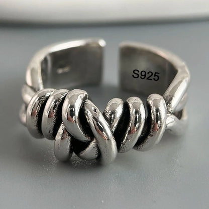 Ringe aus 925er-Sterlingsilber für Damen, Paare, minimalistisch, handgefertigt, schlicht, Retro-Blumen-Herz-Ring, edler Schmuck, Geschenk, verhindert Allergien