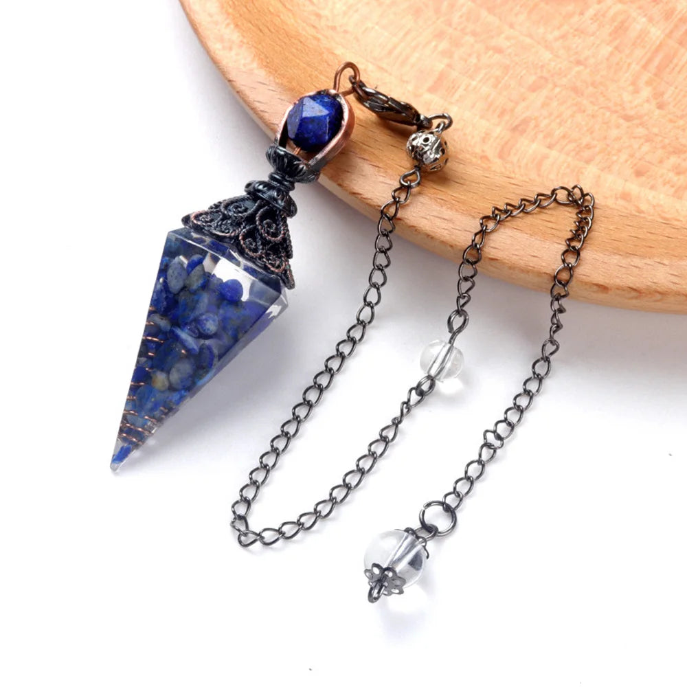 Naturstein Kristall Pendel Halsketten Sechseckiger Kegel Zerkleinerter Stein Amethyste Rosenquarz Chakra Anhänger Schmuck Zubehör