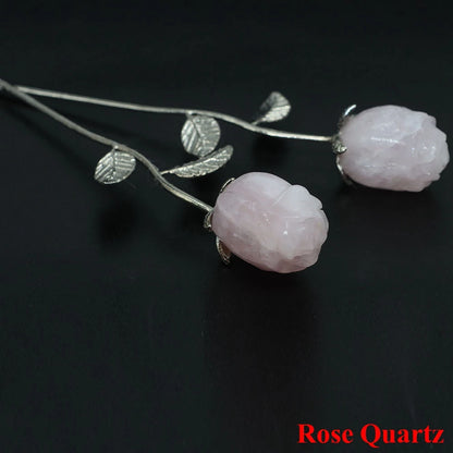 Kristall geschnitzte Rose Blume Naturstein Amethyst Quarz Edelstein Handwerk Party Home Dekoration Valentinstag Hochzeit Gast Geschenke