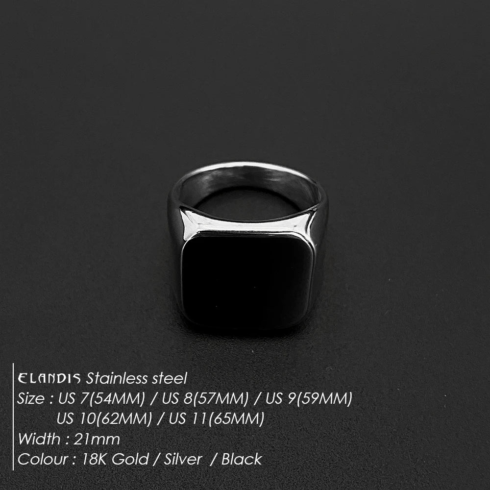ELANDIS Modeschmuck, quadratische Edelstahlringe für Herren, Accessoires, Jahrestag, Hochzeit, Party, Geschenk, trendige geometrische Ringe