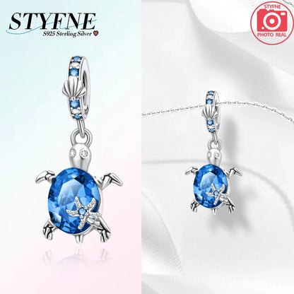 Charm-Charm aus 925er-Sterlingsilber, polychromatischer Zirkon, Sternschildkröte, Seestern-Charms, passend für Original-Armbänder, edler Schmuck, Weihnachtsgeschenk
