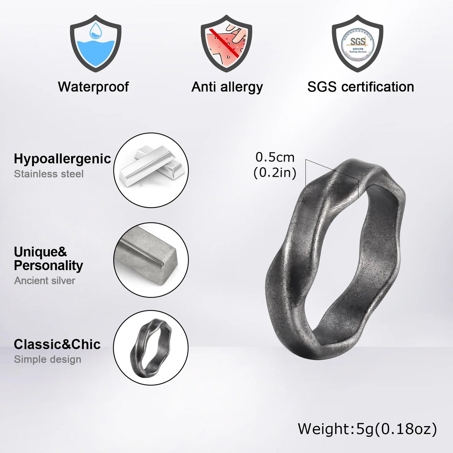 Einfache Mobius-Ringe für Männer und Jungen, einfacher Paar-Fingerring aus Edelstahl, Punk-Vintage-Schmuckgeschenke