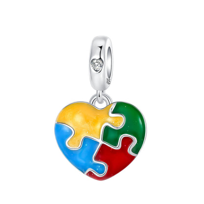 Herz- und Orgel-Charm, 925er-Sterlingsilber, roter Rosenschädel, baumelnder Anhänger, dunkle ästhetische Passform, Armreif, Halskette, DIY-Schmuck