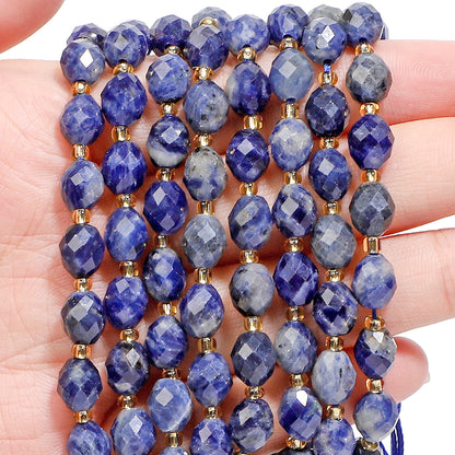 AAA Facettierte natürliche farbige Fluorit-Quarzperlen, 8 x 7 mm, ovale Form, Perlen für Schmuckherstellung, DIY-Perlenzubehör
