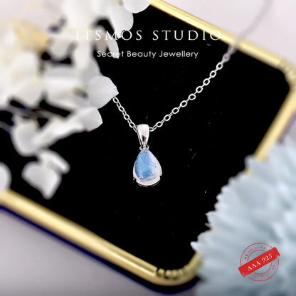 Itsmos Mondstein s925 Sterling Silber Anhänger Halskette Heil geschenke Wasser tropfen Mondstein Schmuck Mutter Geschenke für Frauen