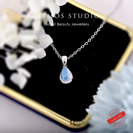 Itsmos Mondstein s925 Sterling Silber Anhänger Halskette Heil geschenke Wasser tropfen Mondstein Schmuck Mutter Geschenke für Frauen