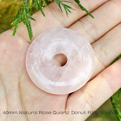 30 mm 40 mm 50 mm natürliche Donut-runde Rosenkristall-Quarz-Edelstein-Perlen, 1 Stück, für DIY-Pendant-Schmuckherstellungszubehör