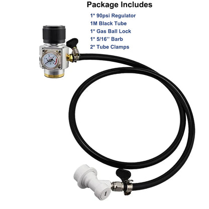 Home Brew Bier-Gasleitungsbaugruppe, 5/16 Zoll PVC-Gaskohlisationsschlauch, 0–90 psi CO2-Regler mit Kugelschloss und Klemmen für CO2-Gasflasche