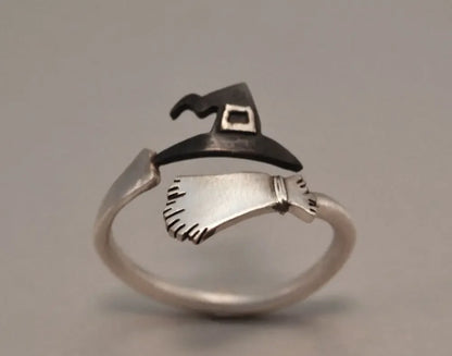 Retro Poseidon Kompass Ring versilbert Hexagramm Öffnung verstellbarer Ring Männer und Frauen Hip-Hop Trend Schmuck Geschenk