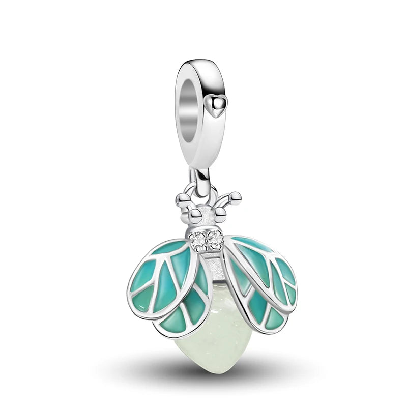 Charms aus 925er-Sterlingsilber mit Tierhantel, niedlicher rosa Hund, Perlen, passend für DIY-Armbänder, Armreifen, Geschenk von hochwertigem Schmuck