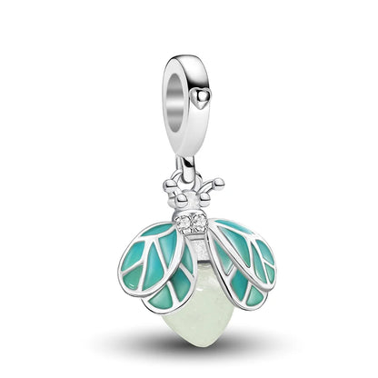 Charms aus 925er-Sterlingsilber mit Tierhantel, niedlicher rosa Hund, Perlen, passend für DIY-Armbänder, Armreifen, Geschenk von hochwertigem Schmuck