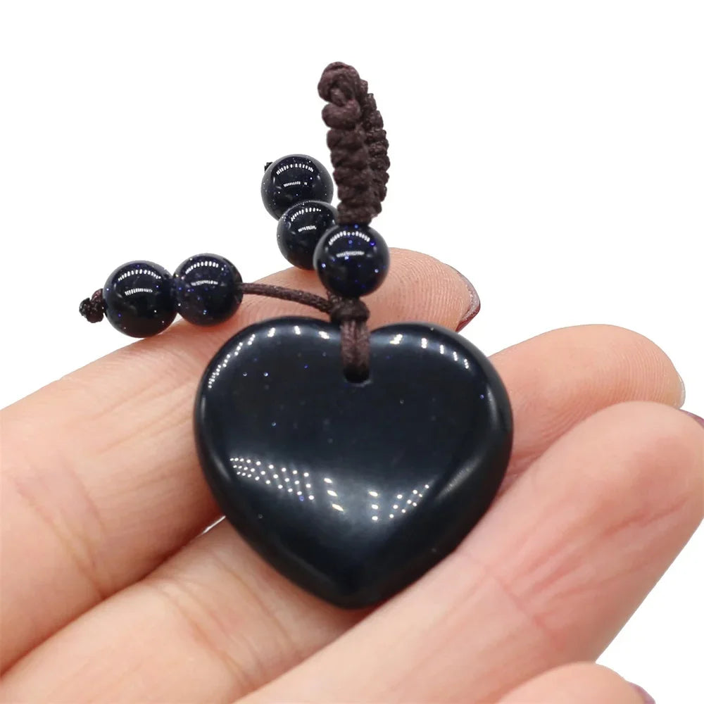 Natürliche Stein Keychain Charms Herz Rot Achate Amethysten Opal Anhänger für Schmuck Machen Halskette Keychain Geschenk
