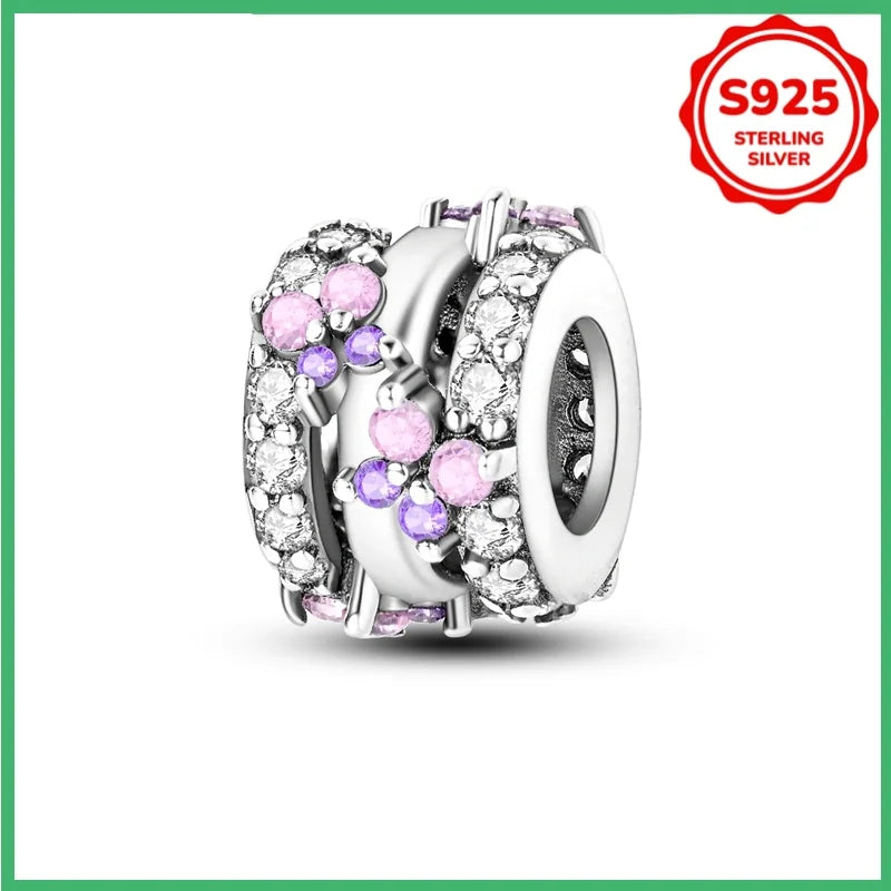 Kleeblatt-Schneeflockenfarbene Sicherheitsschnalle aus 925er Sterlingsilber für modische Damen-Charm-Perlen, geeignet für DIY-Armbänder