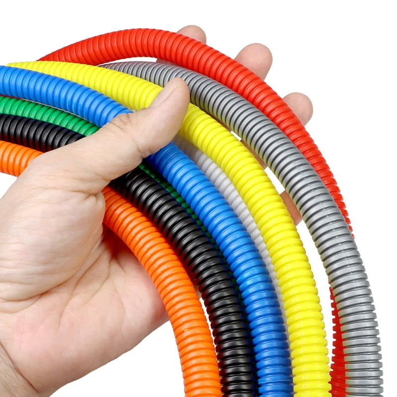 2/5/10M 8 Farben AD 7,5~34,5mm PP Wellrohr Kunststoffrohr für Auto-Kabel Motorrad-Motor Elektrokabel-Schutz Kabelschutzrohr