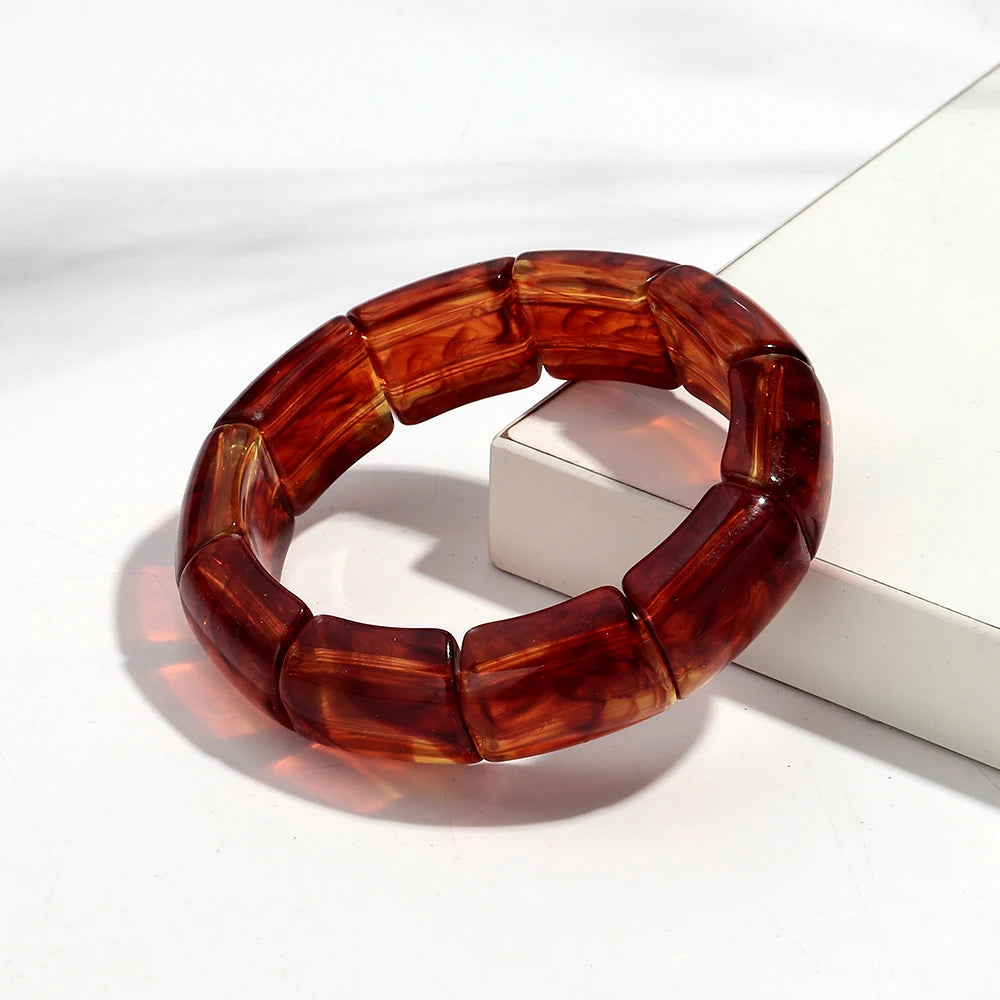 Retro Bernstein Unregelmäßige Geometrische Acryl Armbänder für Frauen Boho Statement Harz Stapelbare Armband Armreif Paar Schmuck Geschenke