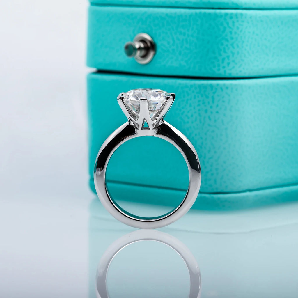 AnuJewel 1ct 2ct 3ct 5ct D Farbe Moissanit Verlobungsring für Frauen 925 Sterling Silber Vergoldet Solitär Ringe Großhandel