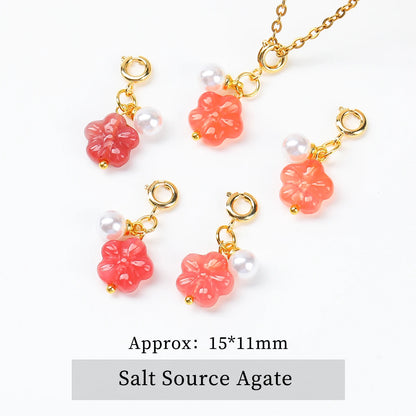1 Stück Naturstein Salzquelle Achat geschnitzt Cartoon Katze Anhänger niedliche Charms für Schmuckherstellung DIY Armband Halskette Zubehör
