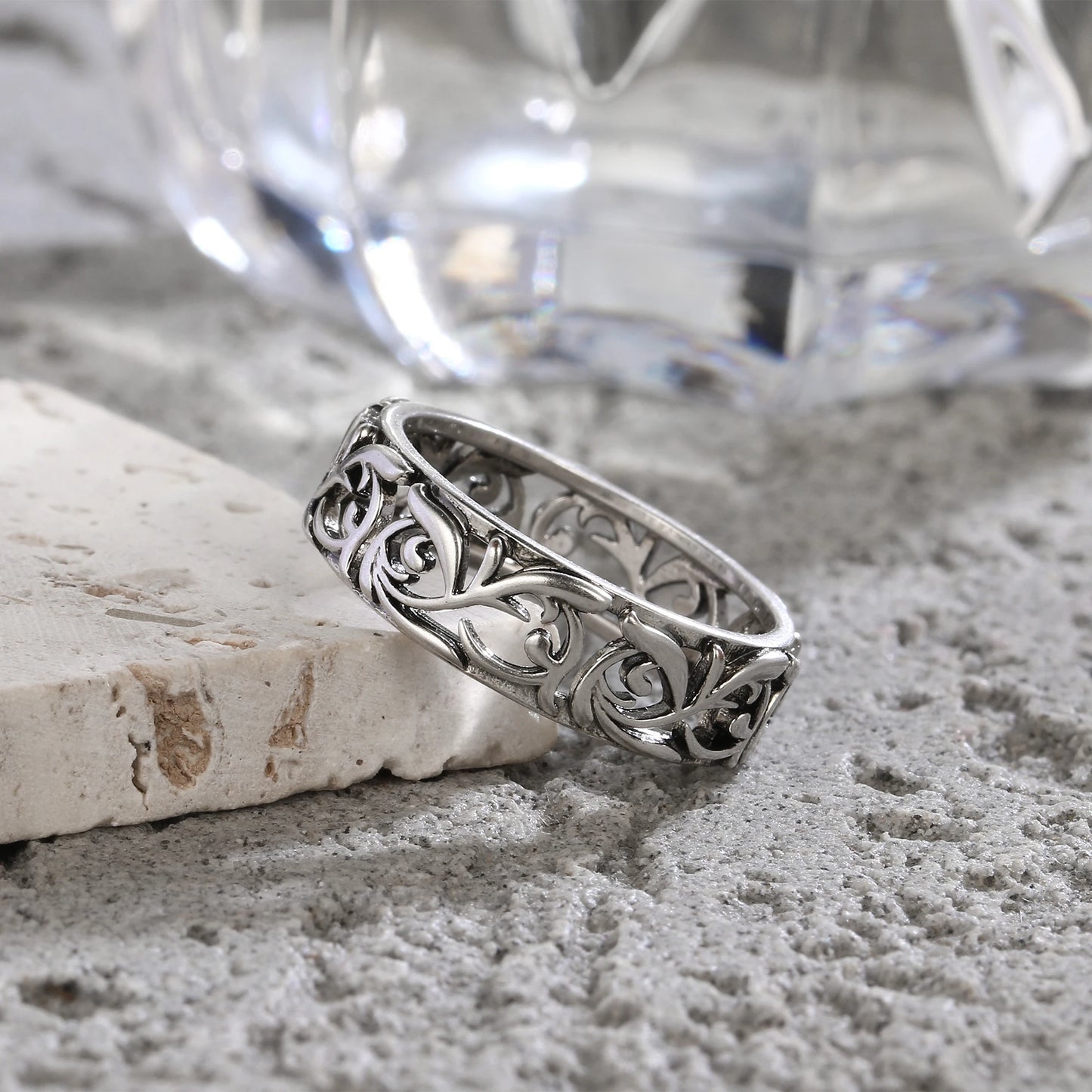 Ringe aus 925er-Sterlingsilber, ausgehöhlt, Vintage-Blumenform, mit Retro-Silber, Hip-Pop, coole Ringe, edler Schmuck, Geschenk für Damen und Herren