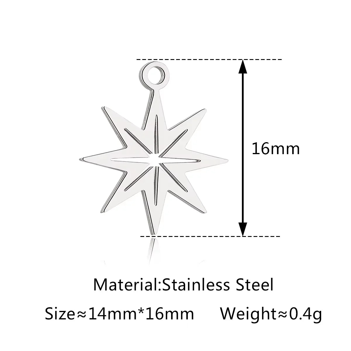 5Pcs Hohl Stern/Mond/Sonne Doppel Loch Charme Edelstahl Halskette Armband Anhänger DIY Link Stecker Schmuck machen Liefert