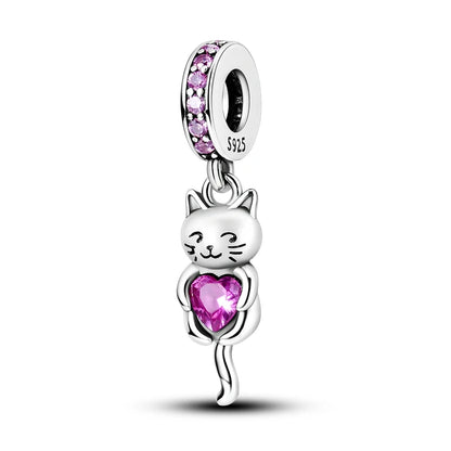 Neue 2025 925 Sterling Silber Charms Perlen Liebe Herz Rosa Original Charm Anhänger Fit Charm Armbänder DIY Schmuck Geburtstag Geschenk