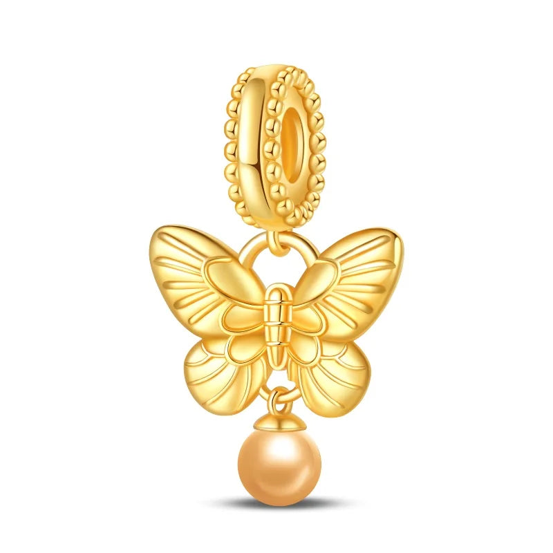 Original-Charm-Perlen aus 925er-Sterlingsilber, goldener Leopard, Glühwürmchen, Schmetterling, Heißluftballon-Perlen, passend für DIY-Armbänder, edler Schmuck