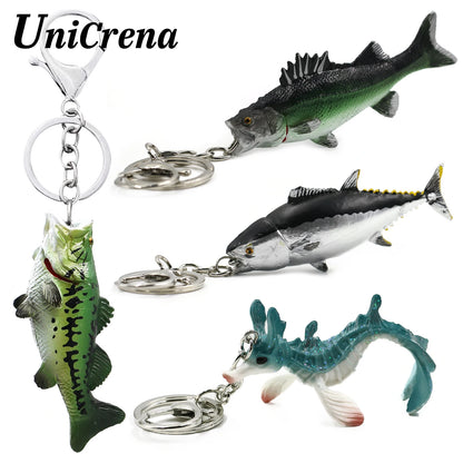 Fisch-Schlüsselanhänger, kreativer handgefertigter Fisch-Modell-Schlüsselanhänger, Forelle/Schnapper/Thunfisch/Salmon/Barsch, Schlüsselanhänger mit Angeldeshema, Schlüsselhalter-Zubehör