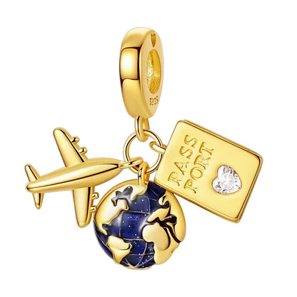 Original-Charm-Perlen aus 925er-Sterlingsilber, goldener Leopard, Glühwürmchen, Schmetterling, Heißluftballon-Perlen, passend für DIY-Armbänder, edler Schmuck