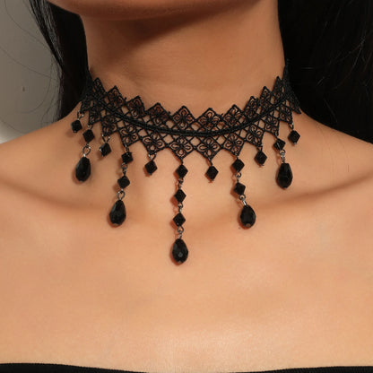 Neo-Gothic Punk Black Sexy Lace Necklace For Women Fashion Retro Clavicle Chain Halloween Collar Choker Steampunk Gifts