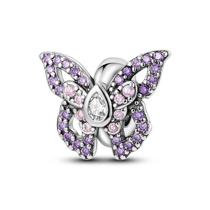 Sicherheitsketten aus 925er-Sterlingsilber, violette Serie, Schmetterling, Widder, Zwillinge, passend für Original-Armbänder, DIY-Schmuckherstellung, Geschenk für Frauen