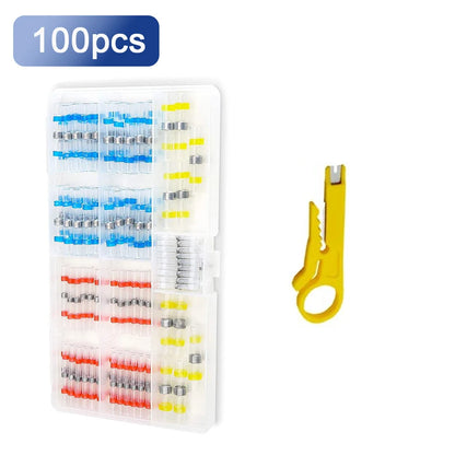50–500 Stück Lötdichtungs-Drahtverbinder, Schrumpfschlauch, isoliertes Anschlüsse-Set mit 300 W Heißluftpistole, Automotive Marine