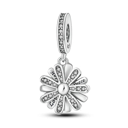 Blumen-Charms aus 925er Silber, Sonnenblumen-Tulpen-Anhänger, passend für Original-Pan-Armbänder zur Herstellung von Schmuck