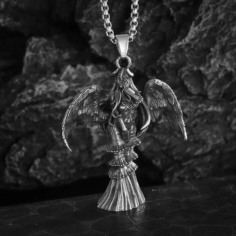 Vintage Gothic Totenkopf Jesus Kreuz Anhänger Halskette Katholischer Schmuck für Männer Punk Religiöse Amulett Halskette