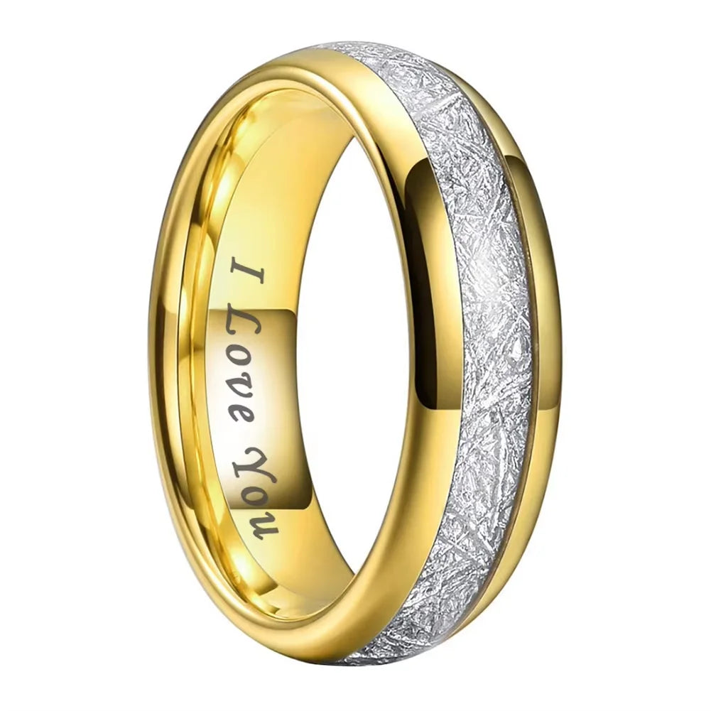 iTungsten 6/8mm Männer Frauen Helle Verlobung Hochzeit Band Wolfram Meteorit Ring Modeschmuck I Love You Graviert