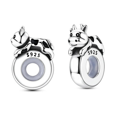 Lucky Clover Clip Charms 925 Sterling Silber Original Black Cat Stopper Clamp Silikon Spacer Charm für DIY Schmuck Armband