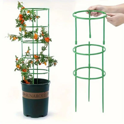 9-teiliges Set 3-lagige Pflanzenstützen Runde Pflanzenstützringe Kunststoff-Pflanzenkäfighalter Blumentopf-Kletterhilfe