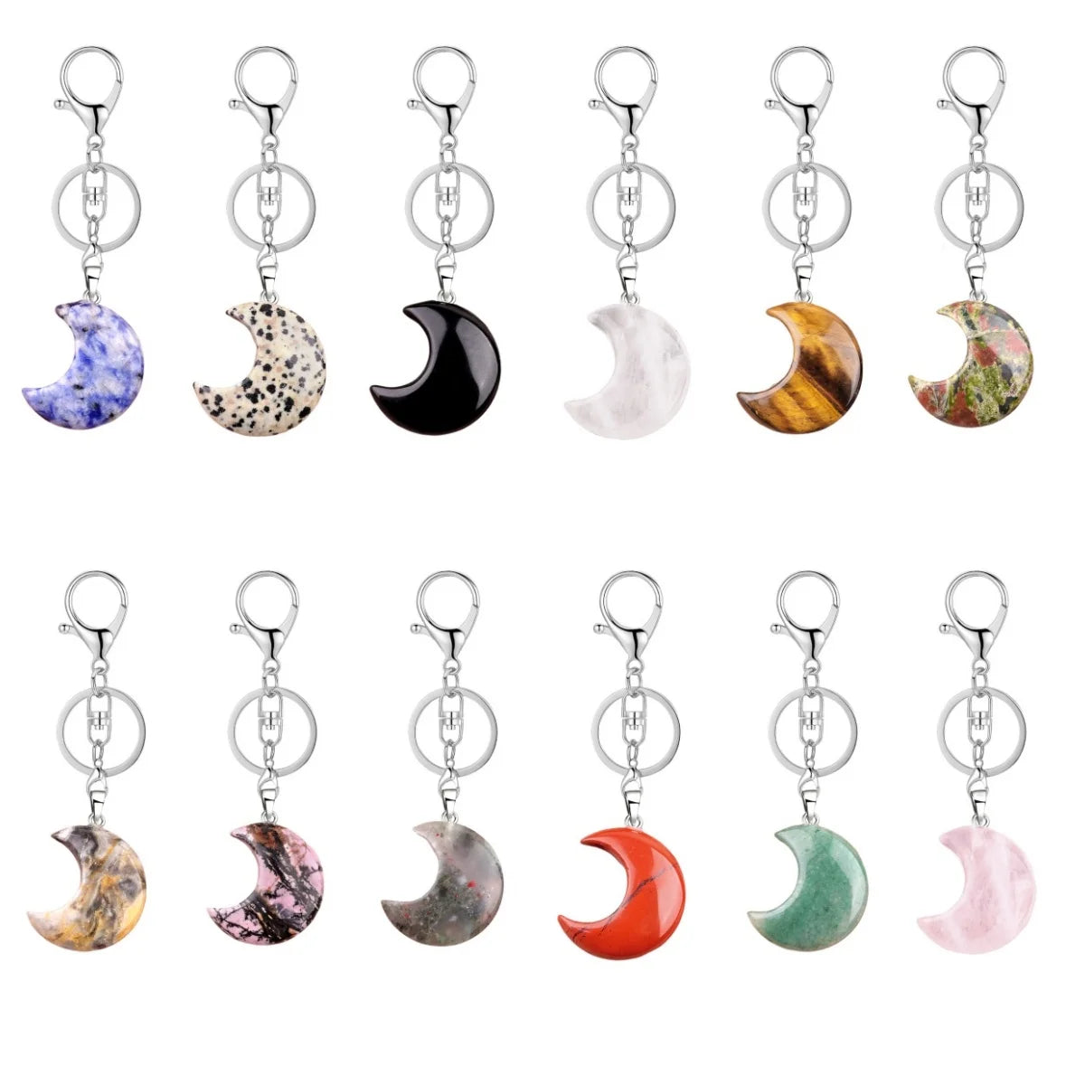 Handgekochter Kristall-Anhänger in Mondform, Schlüsselanhänger, farbiger Quarz, Halbmond, DIY-Schmuck-Rucksack