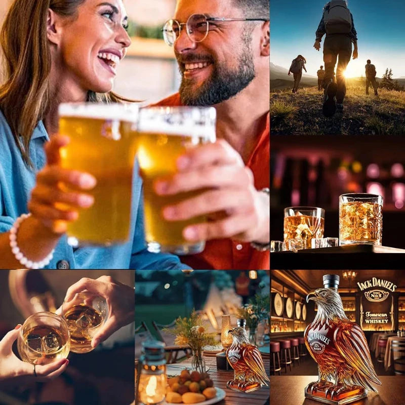 Heißer Verkauf Quadratischen/runden Boden Adler Whisky Flasche Transparent Glas Adler Schnaps Flasche Home Bar Party Dekorationen Freund geschenke