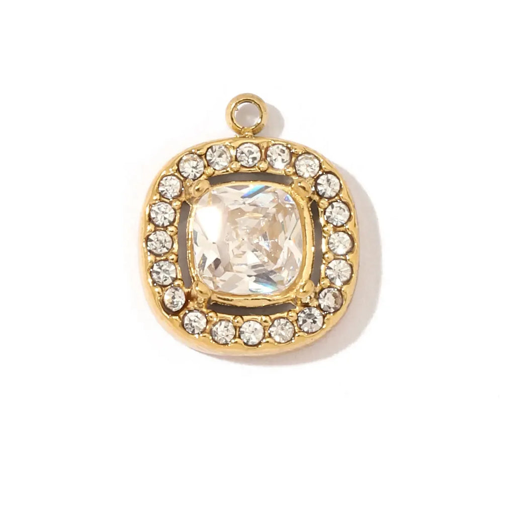 3 teile/los Mode Edelstahl Zirkon Kristall Charms Oval Stern Herz Runde Quadrat HorseeyeStone Halskette DIY Kleine Anhänger