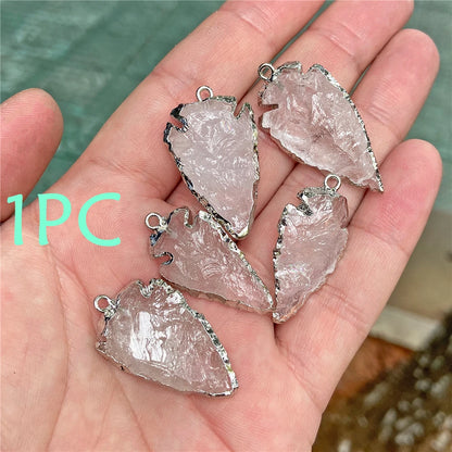 Echte Stein Pfeile Halskette Anhänger Rohkristall Quarz Anhänger Handwerk Amethyst Obsidian Pfeilspitze Energie Glücksbringer Herstellung Diy