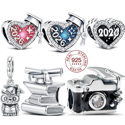 2026 925 Sterling Silber Abschluss-Anhänger Doktorhut-Charms Schmuckherstellung für Klassische Armbänder Damenschmuck DIY Geschenke