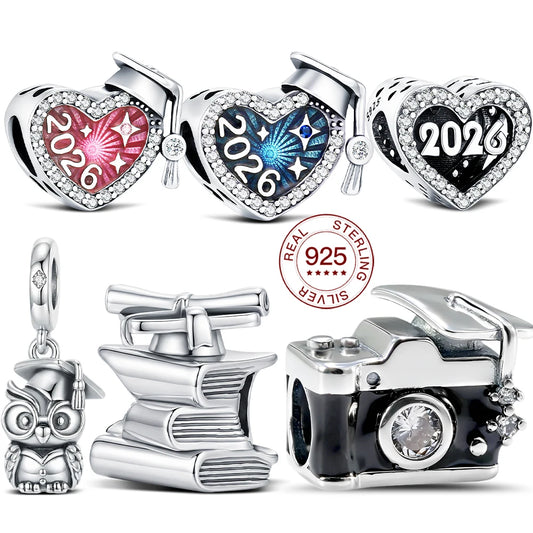 2026 925 Sterling Silber Abschluss-Anhänger Doktorhut-Charms Schmuckherstellung für Klassische Armbänder Damenschmuck DIY Geschenke